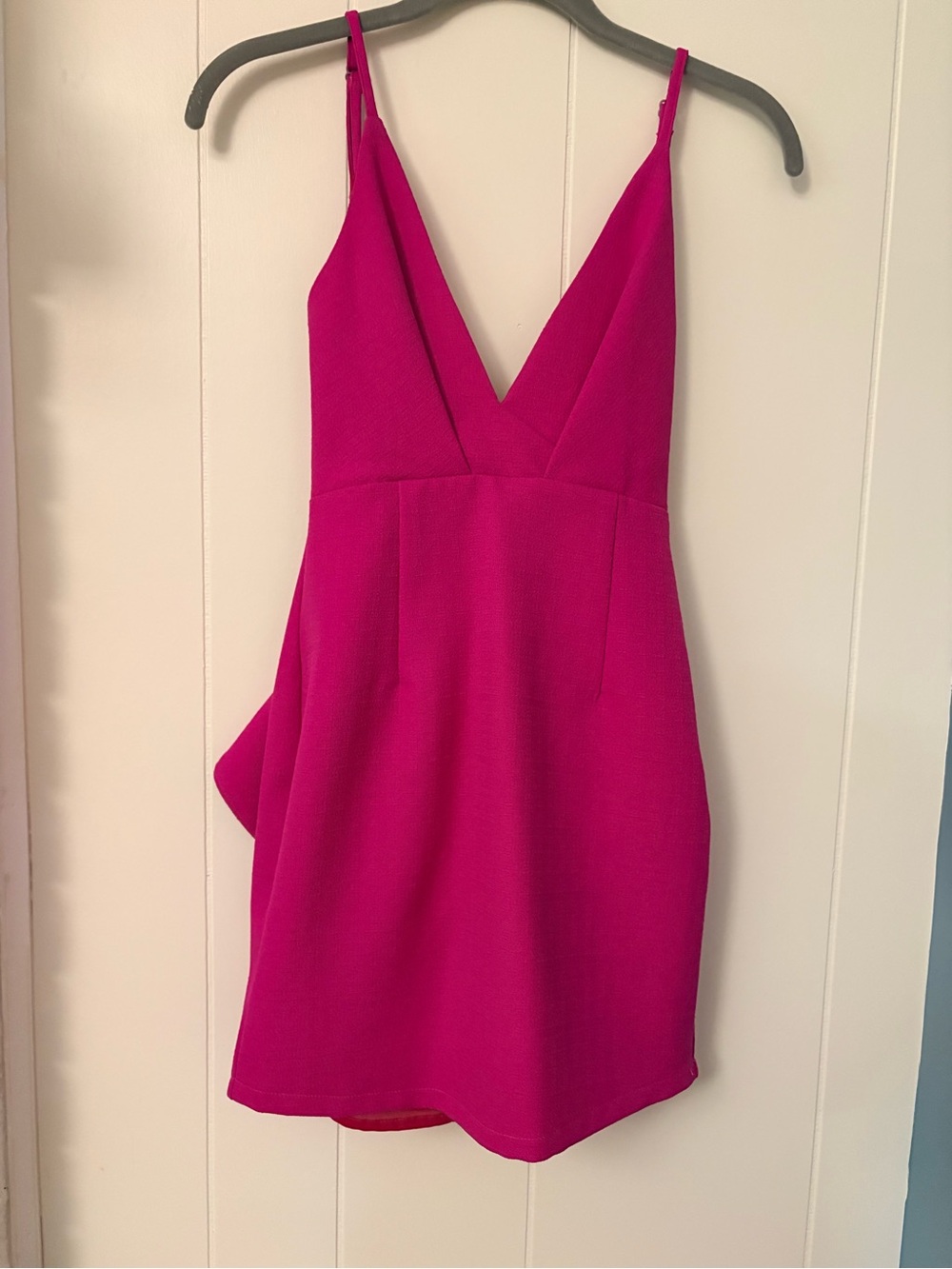 Angel Biba Fuchsia V-Neck Spaghetti Strap Mini Dress